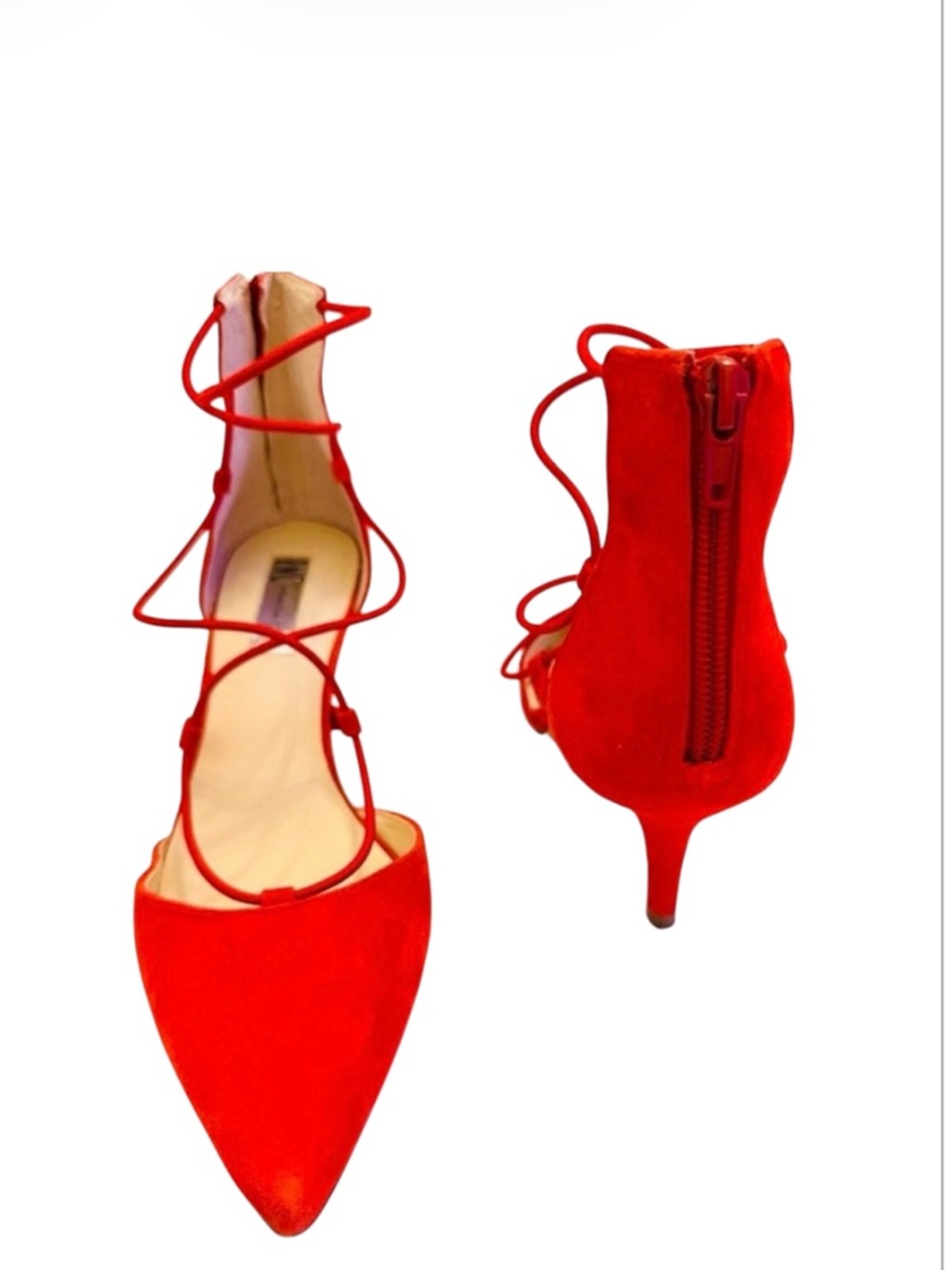 INC Elegant Red Suede Strappy Heels Size 9M
